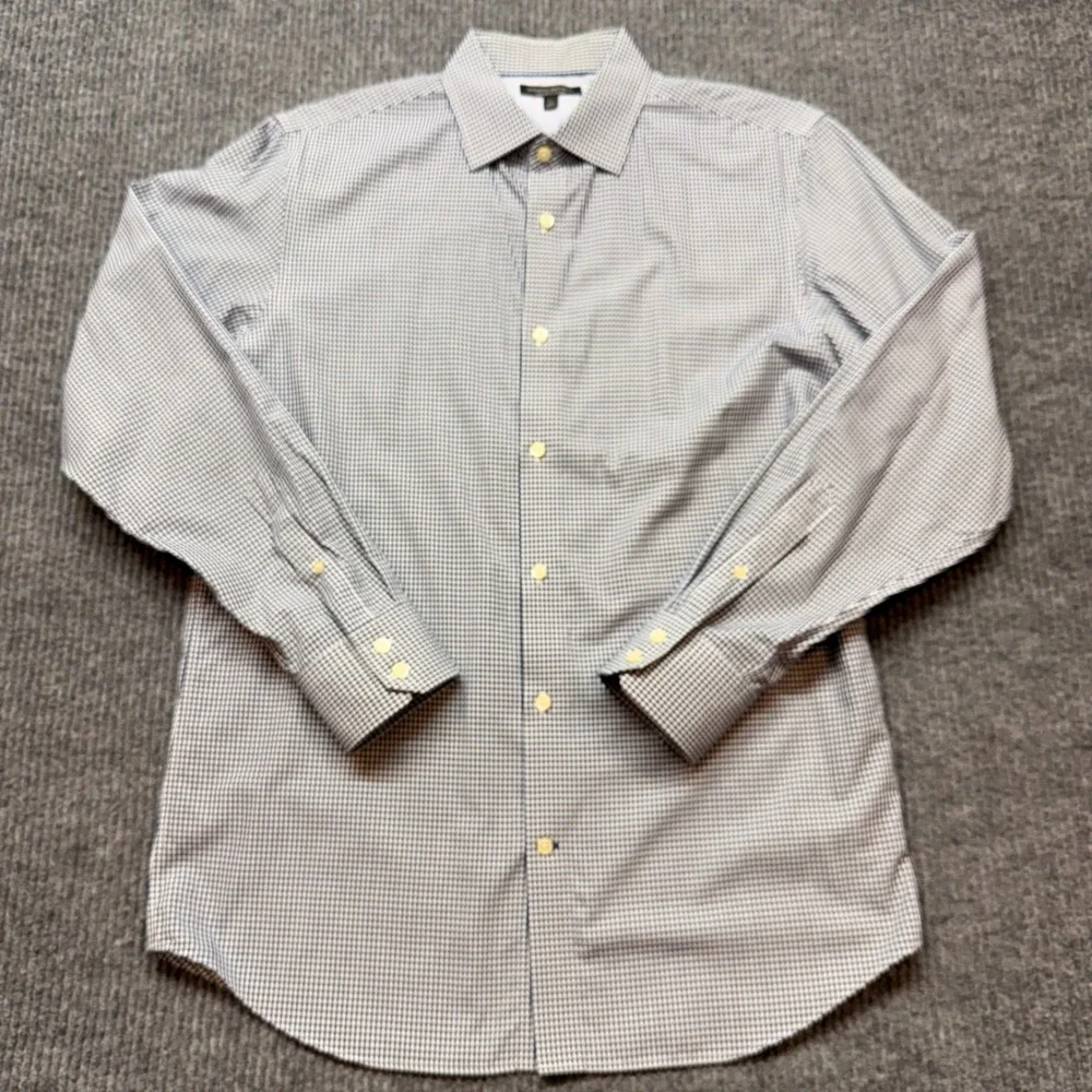 Banana Republic Non-Iron Slim Fit Shirt Mens L Blue White Gingham Button Down